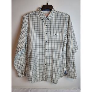 Brooks Brothers Men's Lg Slim Fit Navy/ White‎ Plaid Button  Long Sleeve
